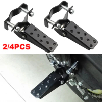1/2Pair Black Motorcycle Metal Foot Peg Bike Pedal Universal Tube Clamp Installation Retro Footrest Foot Pedals Foldable FootPeg