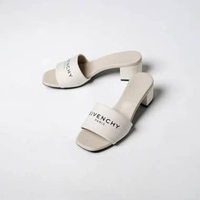 Sepatu GIVENCHY TEXT BLACK IVORY WHITE HEELS 100% ORIGINAL Size 36