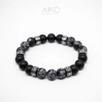 Lucky Stone กำไลหินแท้ (Snowflake X Matte black onyx) คําแนะนําผลิตภัณฑ์ใหม่ของเดือนนี้
