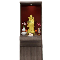 Zf Home Worship Guanyin Buddha Statue Table Buddha Shrine New Chinese Style Stand Cabinet Solid Wood Guan Gong Incense Statue