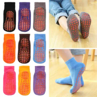 New Baby Children Cotton Anti Skid Floor Socks Trampoline Socks Adult Comfortable Wear Non Slip Sports Yoga Socks Foot Massage