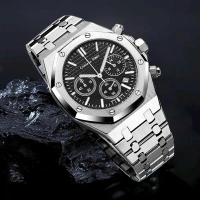 DISKON Cristiano Aillen Jam Tangan Pria 0833 Rantai Stainless Steel Kaca Sapphire Chronograph Water