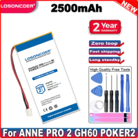 LOSONCOER 2500mAh LP402764 Battery For ANNE PRO 2 GH60 POKER2 Obins RGB Wireless Mechanical Keyboard Batteries