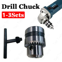 1-3Sets Drill Chuck Clamping Range 1.5-10mm High Precision Steel Angle Grinder Drill Chuck with Key Lathe Power Tool Accessories