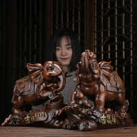 中式大象擺件一對電視柜玄關裝飾中式古董博古架開業禮物喬遷禮品