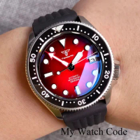 SKX013 SKX Mod Dive 37MM NH36 Automatic Wristwatch 200m Diving Waterproof Men Watch White/Orange/Black Dial Rejor Sunburst Red