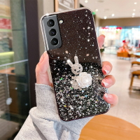 水鉆兔子適用于三星S21FE手機殼立體浮雕女生Samsung情侶款新品s21fe閃粉花朵透明滴膠Galaxy軟殼fe保護外套