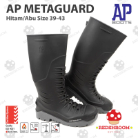 Sepatu Boot SAFETY Tinggi Metaguard Hitam AP Boots Toe Cap Besi Anti Slip Air Lokal Proyek Kontruksi