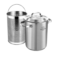 L Multi purpose stainless steel soup pot, Lo mein, fish cake basket, pasta cooking pot, gas induction cooker, general