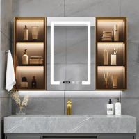 New Bath Mirrors Bathroom Cabinet Storage Drawer DisplayTouch Screen Mirror Smart Demist Vanity Mirror Bathroom Furniture