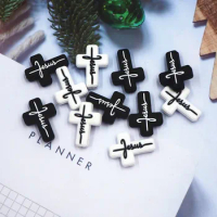 Chenkai 10PCS Cross Focal Beads Silicone Charms For Pen Making Character Beads For Beadable Pen DIY Baby Pacifier Dummy Chains