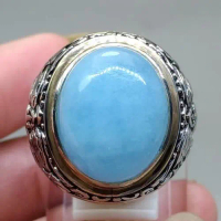 Cincin Batu Akik Aquamarine Biru Santamaria Big Size