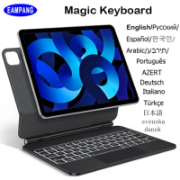 Magic Keyboard for iPad 10th Gen Air 4 4th 5 5th Pro 11 12.9 Folio Keyboard German Hebrew Russian Arabic Korean AZERTY Spanish