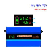 48V 10A 12A Charger Lead Acid Battery 60V 72V 10A 12A With Digital Display Battery Charger 72v 10A Lead Acid Battery Charger