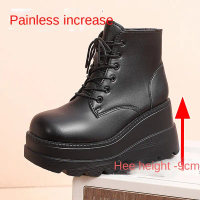 Kasut Meningkatkan Ketinggian Cosplay Baji, Tapak Platform 9cm, But Martin untuk Wanita, Ketinggian