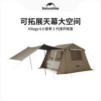 Naturehike Village 6.0 Outdoor Camping Large Space Waterproof Tent Ridge 2nd Generation Quick Opening Tent with Sunshade