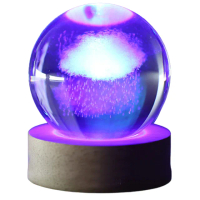 【iSFun】雕刻水晶球＊實木療癒擺飾造型夜燈(16彩款2色可選)