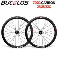 BUCKLOS Carbon 700*25/28/32C Bicycle Wheelset 45/50/57mm Depth Road Bike Wheelset Ultralight 700C Wheels 12*100mm 12*142mm