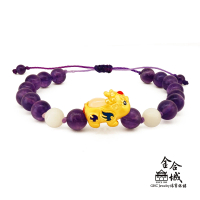 【金合城】純黃金貔貅寶寶紫水晶手環 MPEW170(金重約0.25錢)