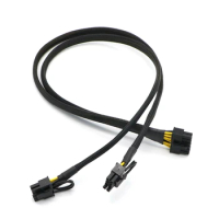 Black Sleeved 12Pin to Dual PCI-E 8Pin (6+2Pin) Modular Power Cable for Seasonic X Series X1250 P1000.
