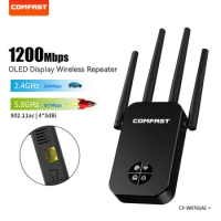 COMFAST WiFi Repeater 1200Mbps Wi-Fi Signal Booster 5GHz Wireless Extender Router WPS Button Three Modes LAN/WAN Port Repetidor