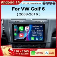 Android 14 Multimedia Player For Volkswagen VW Golf 6 MK6 2008-2016 Carplay Android Auto Radio Car Radio 4G Navigation 48EQ 2din