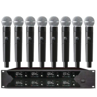Professional Wireless Handheld Microphone 8-Channel Church Outdoor Activity Stage Wedding Family Karaoke Equipment Dynamic