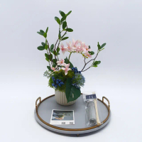【HUGO DECO 榆果傢飾】雅緻粉蝴蝶蘭榕枝香氛花禮(擬真植物/人造盆栽/綠化/佈置/禮物)