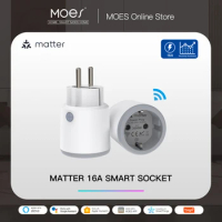 MOES Smart Plug Matter Wi-Fi Socket 16A Smart Timer Outlet Power Monitor Support TUYA Apple Homekit Work With Google Home Alexa