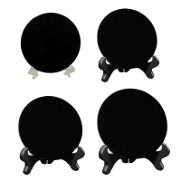 Gương soi Obsidian đen, Phong thủy, Đĩa tròn đá Obsidian đen, có Giá Chân Đế, Trang trí bàn làm việc