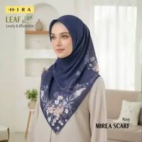 HIRA - LEAF Series Hijab Mirea Scarf Segiempat Voal Motif Printing Premium Lasercut Std Voal Navy