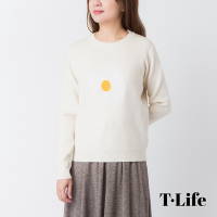 T.Life 可愛質感小花圖案針織上衣(2色)