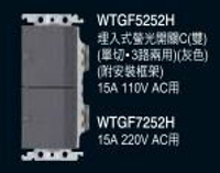 【國際Panasonic】GLATIMA系列 WTGF5252H 埋入式螢光雙開關 灰色