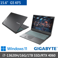 【GIGABYTE 技嘉】15.6吋i7 RTX4060電競筆電(G5 KF5-H3TW394KH/i7-13620H/16G/1TB SSD/W11)