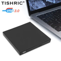 TISHRIC Portable External DVD Drive Player USB2.0 Optical Drive Slim CD ROM Disk Reader For Desktop PC Laptop Tablet DVD Player
