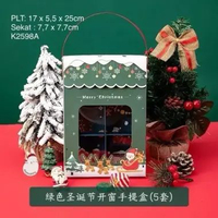(5pcs) Kotak Natal K2597| K2598| K2600| K2601| dus sekat 6| Christmas Box| K25| K26 HIJAU K2598A