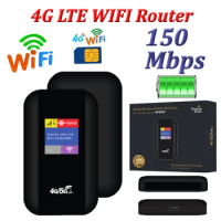 Portable 4G WiFi Router 150Mbps 2100mAh 4G LTE Wireless Router MiFi Modem Router Pocket WiFi Router Hotspot with Sim Card Slot