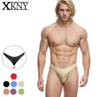 XCKNY men thongs underwear Matte PU oversized thongs solid bikini high score bikini bottomed underwear sexy pants