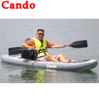Cando 3.8 Meters Kayak Inflatable Boat Rowing Boat Fishing Boats With Kayaking Accessories 1 Person RacingShip For Water-skiing