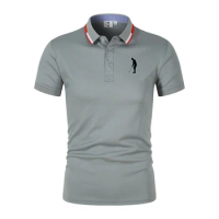 Golf Wear Men POLO Shirt Button Pullovers T-Shirts Man Streetwear Tops Leisure Summer Lapel Short Sleeve Quick-Dry POLO Shirt