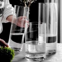 【優選百貨】花瓶 醒花桶 透明 大號法式家用深水圓筒非 亞克力 塑膠養 插花瓶 玻璃鮮花店
