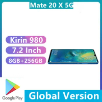 New Global Version HuaWei Mate 20 X 5G EVR-N29 Mobile Phones 40.0MP 4 Cameras Android 9.0 7.2" OLED 40W Charger Kirin 980