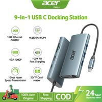 USB Acer ใหม่ C ฮับพร้อม4K HDMI 9-In-1 USB C เพื่ออะแดปเตอร์อีเทอร์เน็ต5Gbps USBA 3.0แท่นวางมือถืออุ