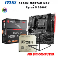 AMD Ryzen 5 3600X R5 3600X CPU + MSI B450M MORTAR MAX Motherboard Set meal Socket AM4 New / no fan