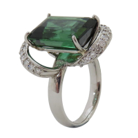 【二手名牌BRAND OFF】JEWELRY 無品牌珠寶 【再降價】綠碧璽 0.42ct 鑽石 鉑金 戒指