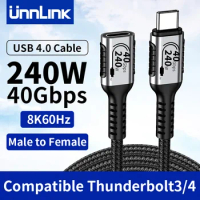 Unnlink USB C Extension Cable Type C Extender Compatible With Thunderbolt 4/3 USB4.0/3.2/3.1 Fast Charging for MacBook 8K 4K