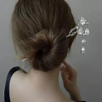 Chinese Style Hanfu Hair Stick Vintage Women Metal Flower Hair Fork Hair Chopsticks Hairpin Woman Jewelry Hair Clip Accessories