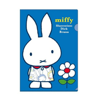小禮堂 米飛兔 透明貼紙12枚入附資料夾 (藍花朵款)