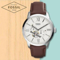 FOSSIL ME3064 機械男錶 精緻工藝 皮革錶帶 自動上鏈機芯 防水50米 (ME3064)