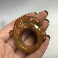 高古玉戰國古董古玩玉器老岫玉神獸指環掛件把件高古玉老物件收藏